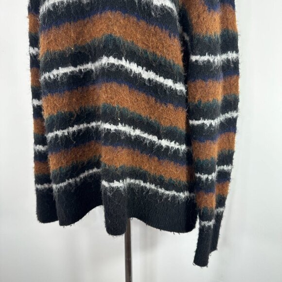 All Saints Oversize Fit XL Wool Alpaca Blend Stripe Crew -Neck  Sweater - Picture 3 of 10